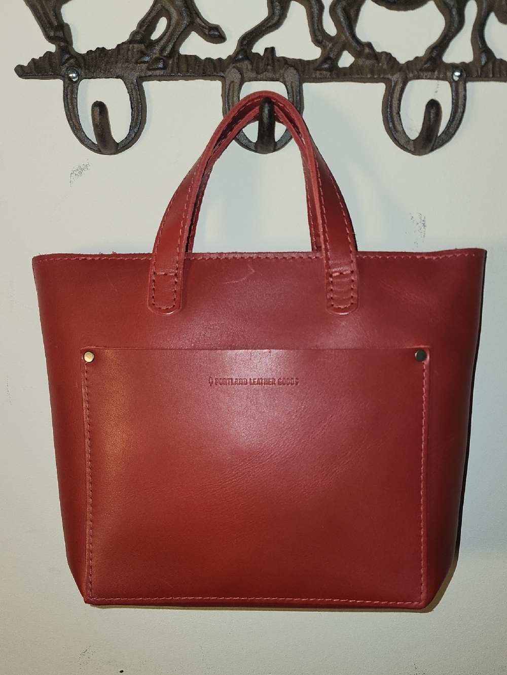 Portland Leather Goods Red Tote Crossbody Bag